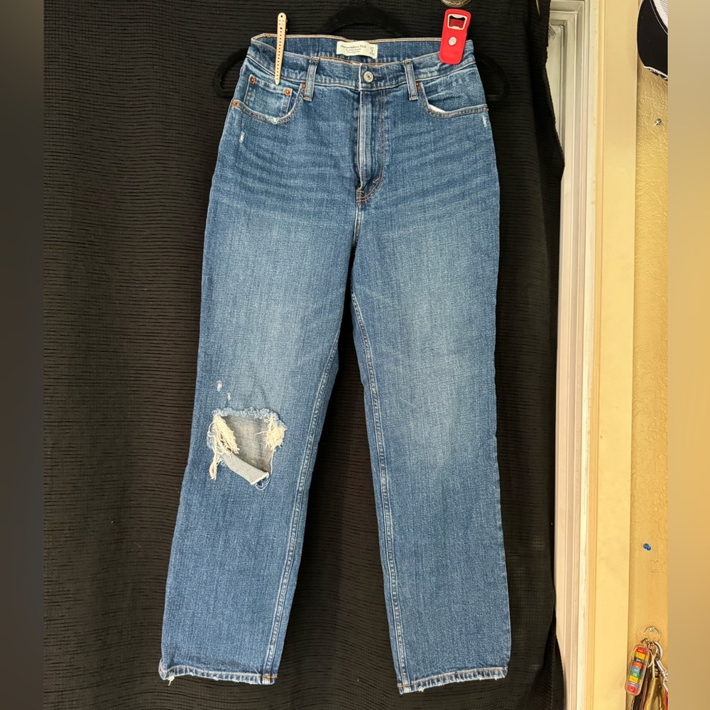 Abercrombie ultra high rise ankle straight leg jeans in curve love